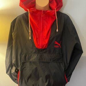 Vintage Puma Red and Black Hooded Jacket